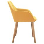 Dining Chairs 6 pcs Yellow Fabric and Solid Oak