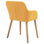 Dining Chairs 6 pcs Yellow Fabric and Solid Oak