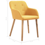 Dining Chairs 6 pcs Yellow Fabric and Solid Oak