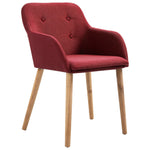 6 pcs Wine Red Fabric and Solid Oak Dining Chairs