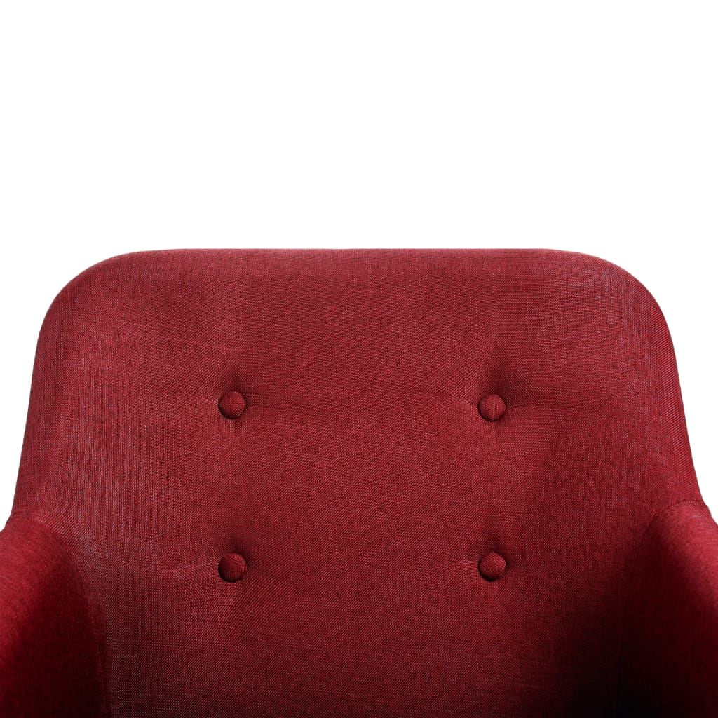 6 pcs Wine Red Fabric and Solid Oak Dining Chairs