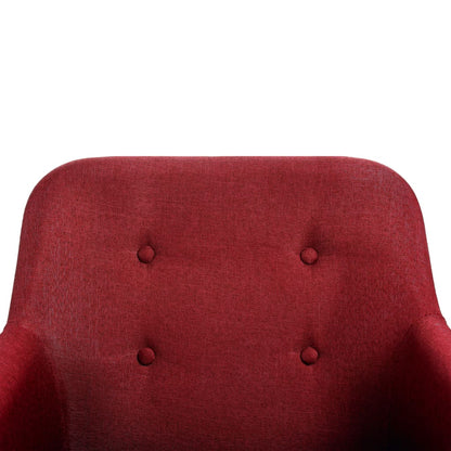 6 pcs Wine Red Fabric and Solid Oak Dining Chairs