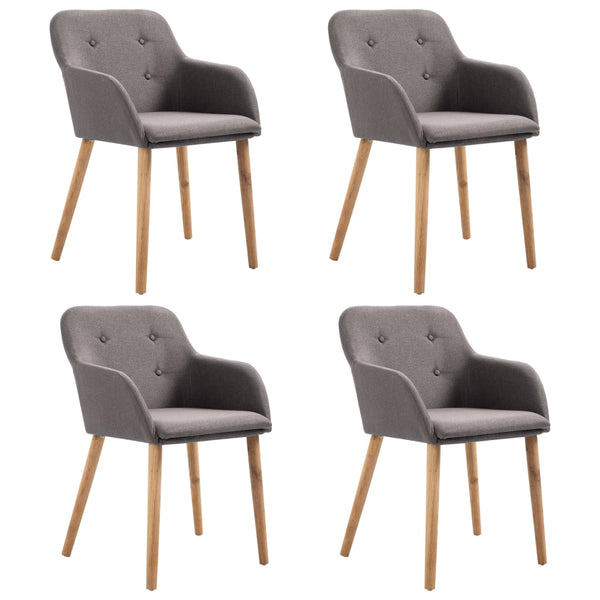  Dining Chairs 4 pcs Taupe Fabric and Solid Oak Wood