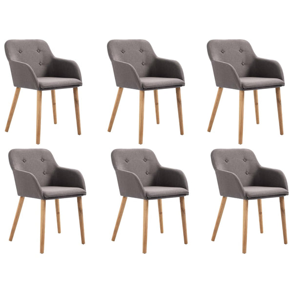  Dining Chairs 6 pcs Taupe Fabric and Solid Oak Wood