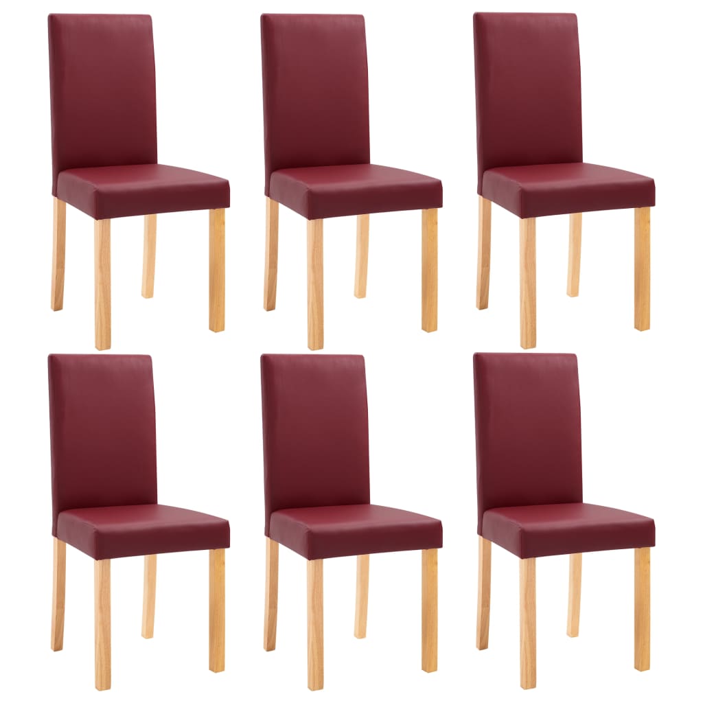 Dining Chairs 6 pcs Red Faux Leather