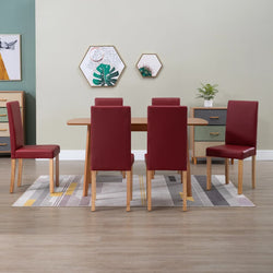 Dining Chairs 6 pcs Red Faux Leather