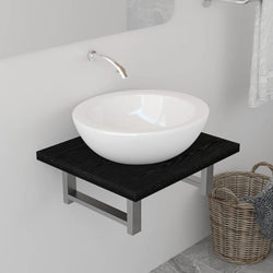 Bathroom Wall Shelf for Basin Black 40x40x16.3 cm