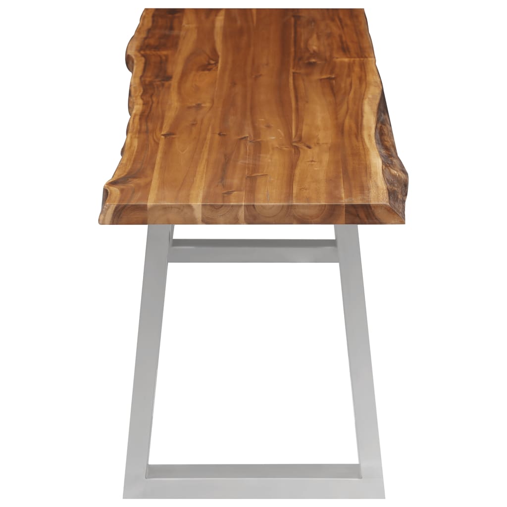 3 Piece Dining Set Solid Acacia Wood Brown