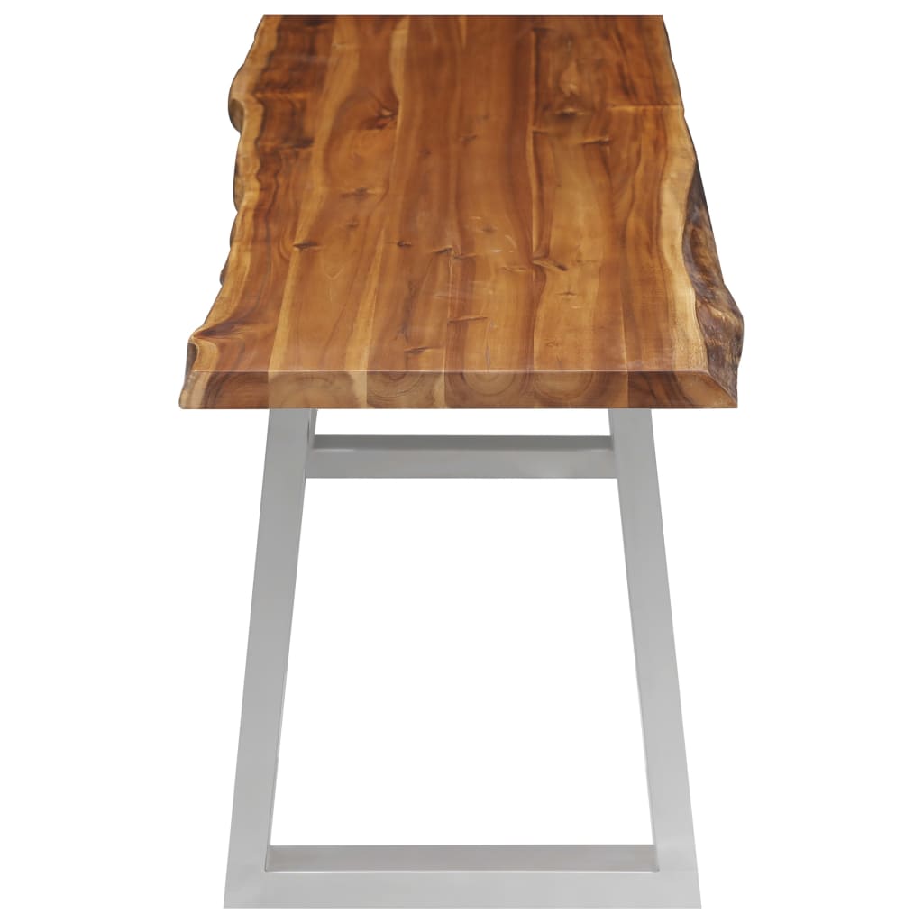 3 Piece Dining Set Solid Acacia Wood Brown