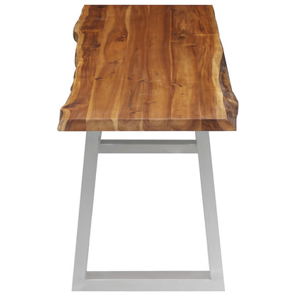3 Piece Dining Set Solid Acacia Wood Brown
