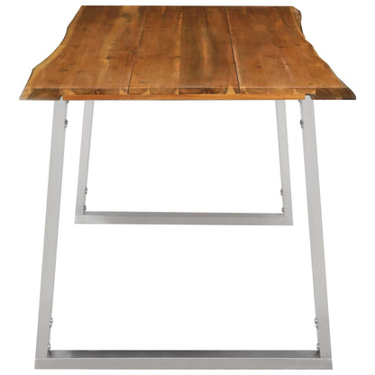3 Piece Dining Set Solid Acacia Wood Brown