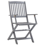 9 Piece Garden Dining Set Solid Acacia Wood Grey