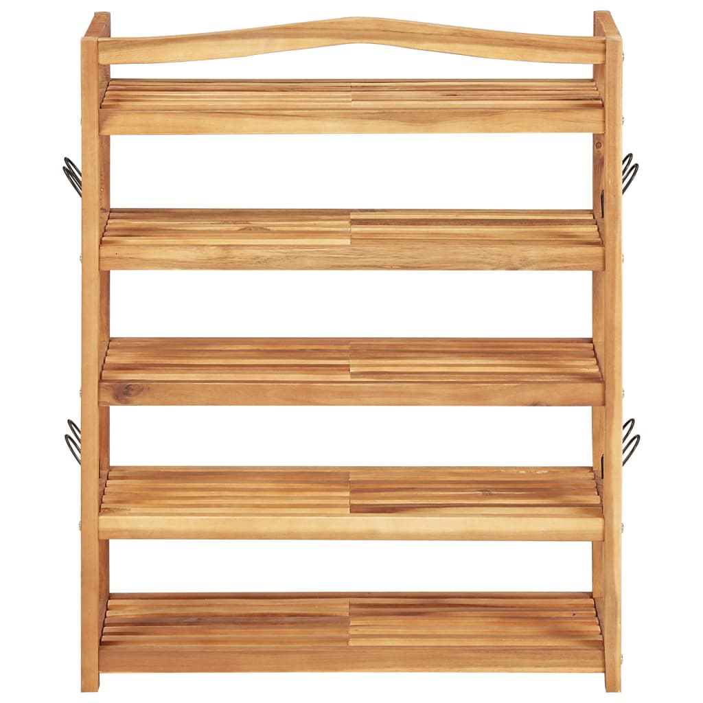 5-Tier Shoe Rack 64x26x80 cm Solid Acacia Wood