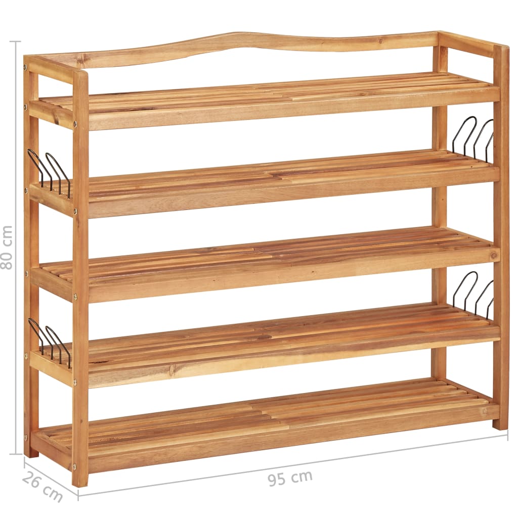 5-Tier Shoe Rack 95x26x80 cm Solid Acacia Wood