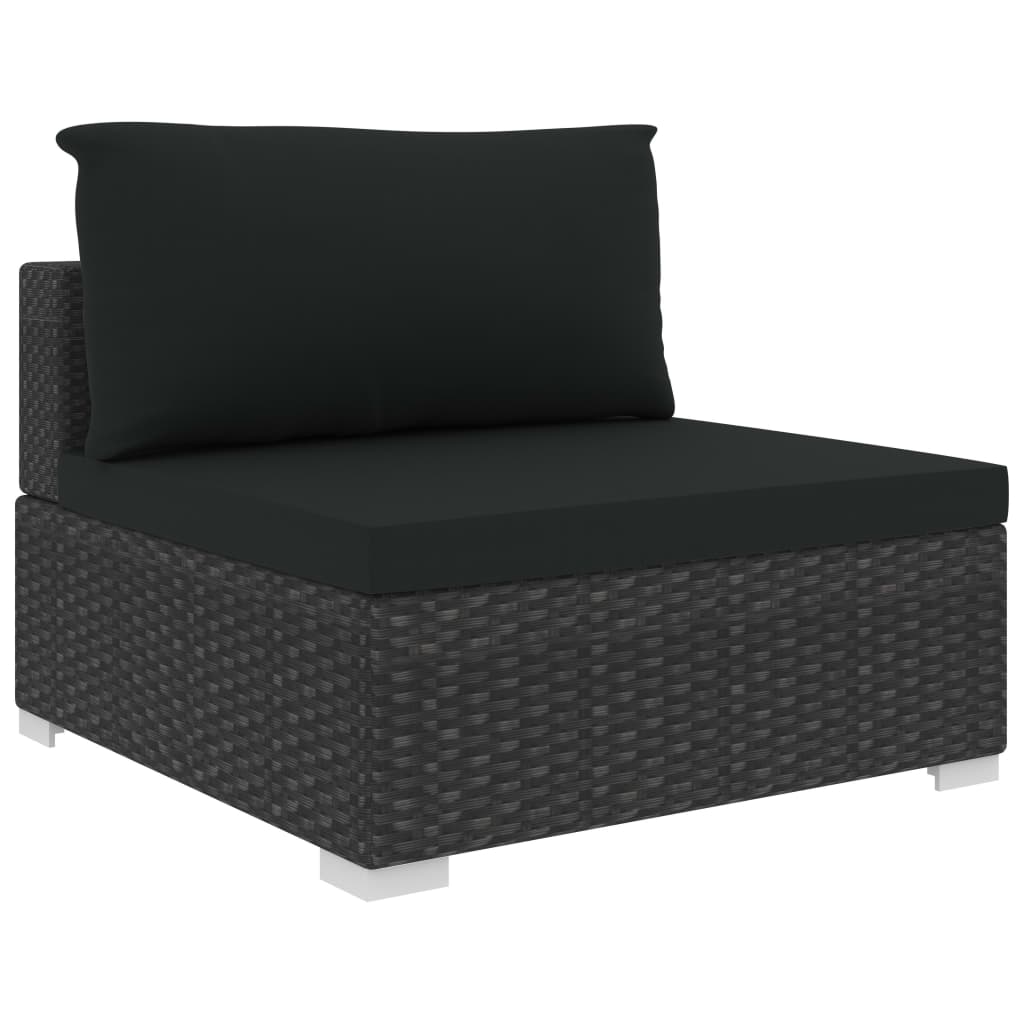 10 Piece Garden Lounge Set with Cushions Poly Rattan Black