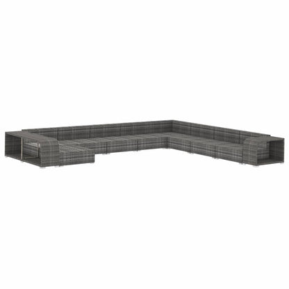 11 Piece Garden Lounge Set with Cushions Poly Rattan Grey