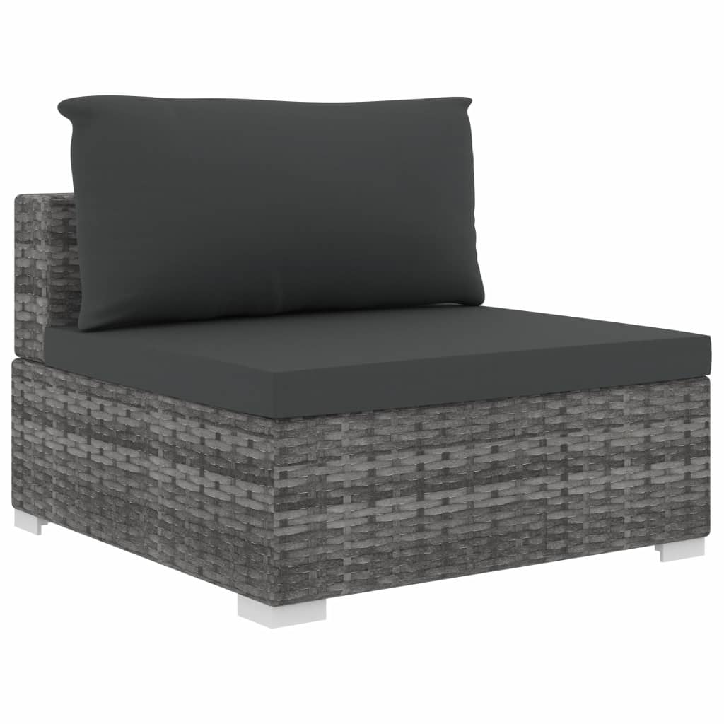 11 Piece Garden Lounge Set with Cushions Poly Rattan Grey