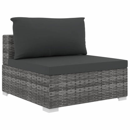 11 Piece Garden Lounge Set with Cushions Poly Rattan Grey