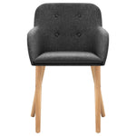 Dining Chairs 4 pcs Dark Grey Fabric and Solid Oak Wood