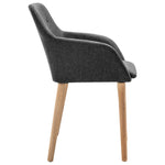 Dining Chairs 4 pcs Dark Grey Fabric and Solid Oak Wood