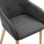 Dining Chairs 4 pcs Dark Grey Fabric and Solid Oak Wood
