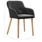 Dining Chairs 4 pcs Dark Grey Fabric and Solid Oak Wood