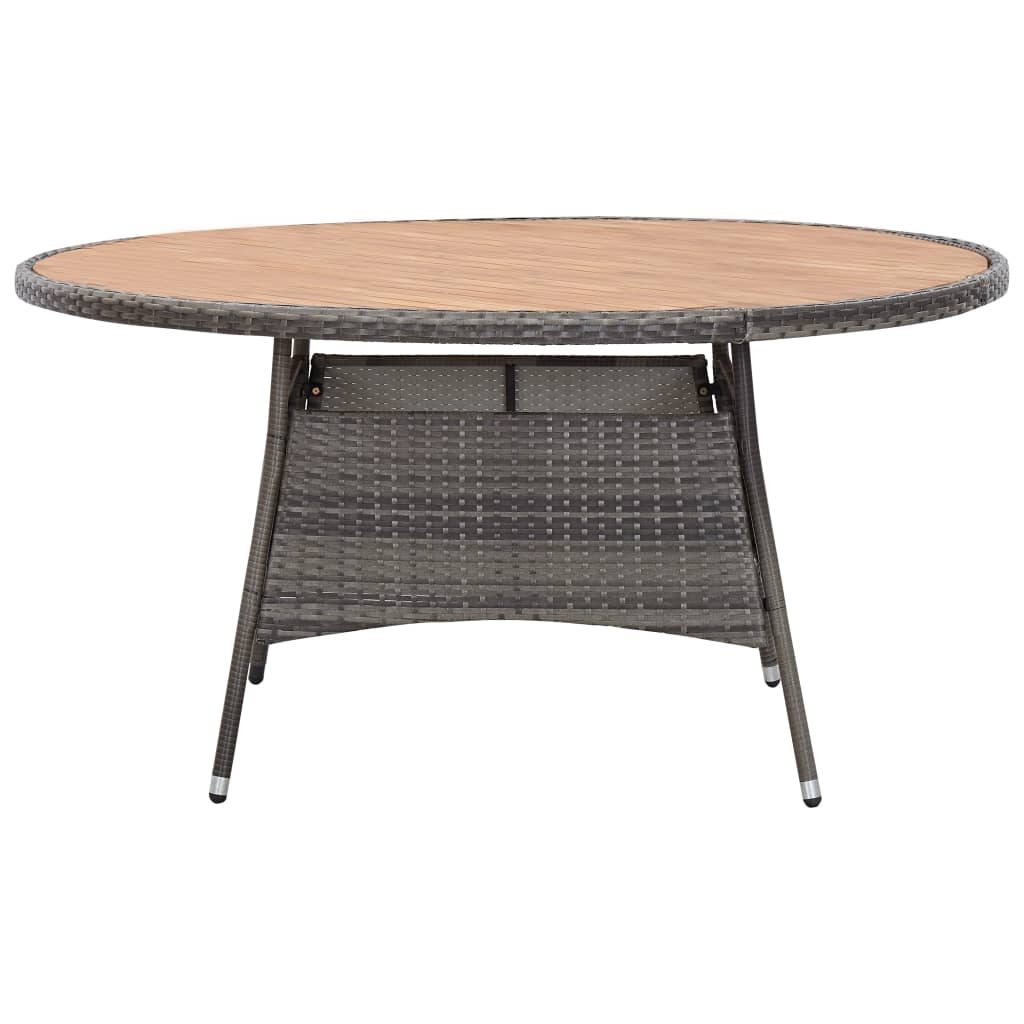 Garden Table Grey 150x74 cm Poly Rattan and Acacia Wood