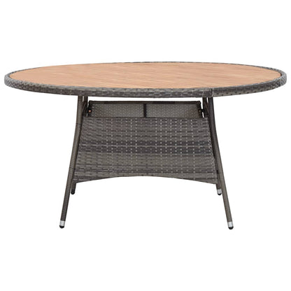 Garden Table Grey 150x74 cm Poly Rattan and Acacia Wood