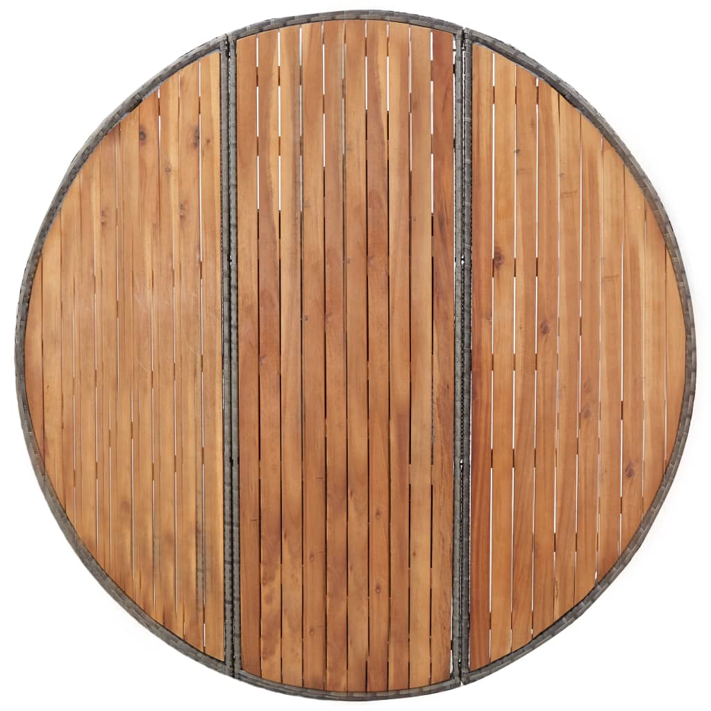 Garden Table Grey 150x74 cm Poly Rattan and Acacia Wood