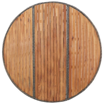 Garden Table Grey 150x74 cm Poly Rattan and Acacia Wood