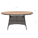 Garden Table Grey 150x74 cm Poly Rattan and Acacia Wood