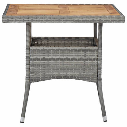 5 Piece Outdoor Dining Set Grey Poly Rattan and Acacia Wood