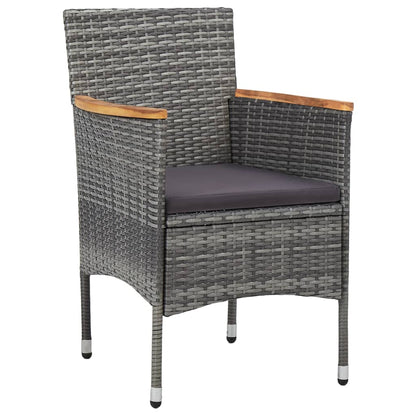 5 Piece Outdoor Dining Set Grey Poly Rattan and Acacia Wood