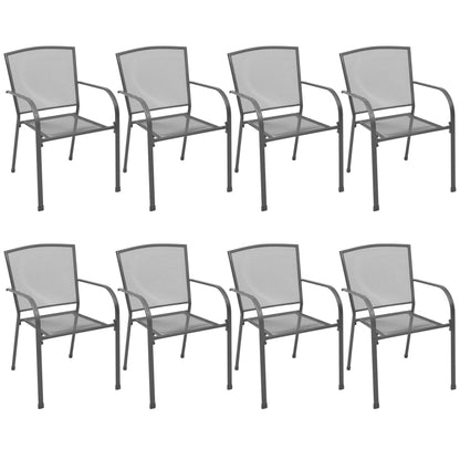 9 Piece Outdoor Dining Set Steel Anthracite
