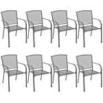 9 Piece Outdoor Dining Set Steel Anthracite