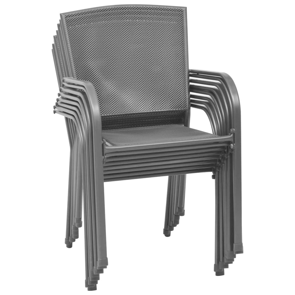 9 Piece Outdoor Dining Set Steel Anthracite
