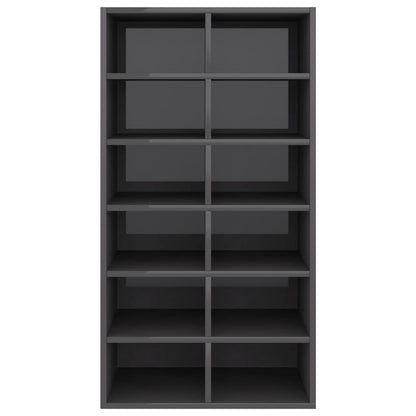 Shoe Rack High Gloss Grey 54x34x100 cm Chipboard