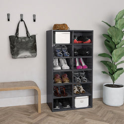 Shoe Rack High Gloss Grey 54x34x100 cm Chipboard