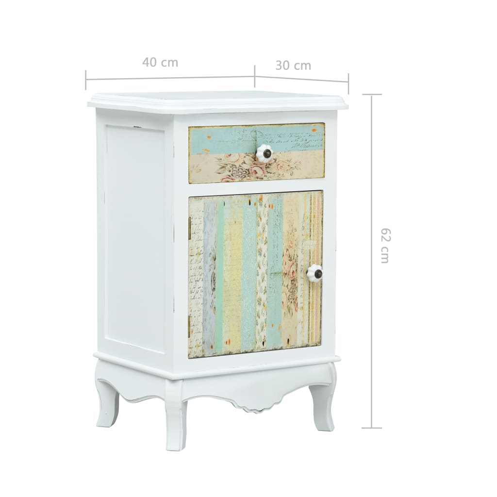 Bedside Cabinet White 40x30x62 cm