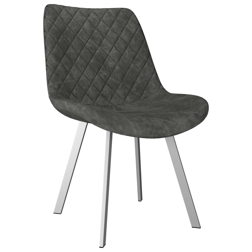 Dining Chairs 2 pcs Grey Faux Suede Leather