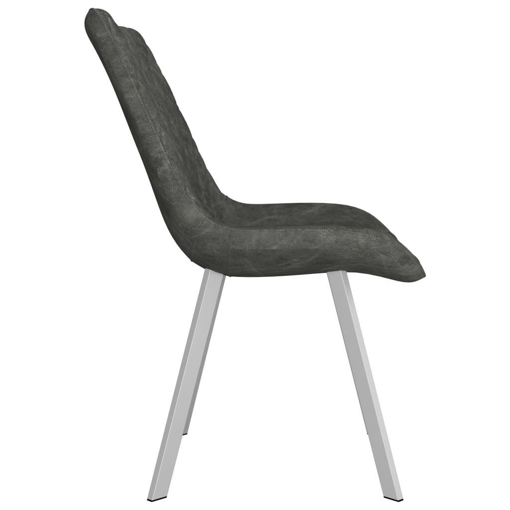 Dining Chairs 2 pcs Grey Faux Suede Leather