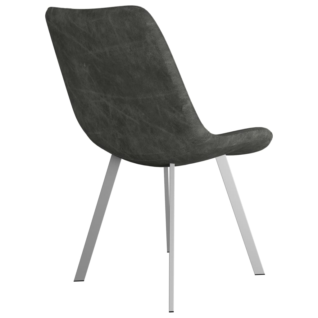Dining Chairs 2 pcs Grey Faux Suede Leather
