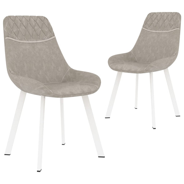  Dining Chairs 2 pcs Light Grey faux Leather