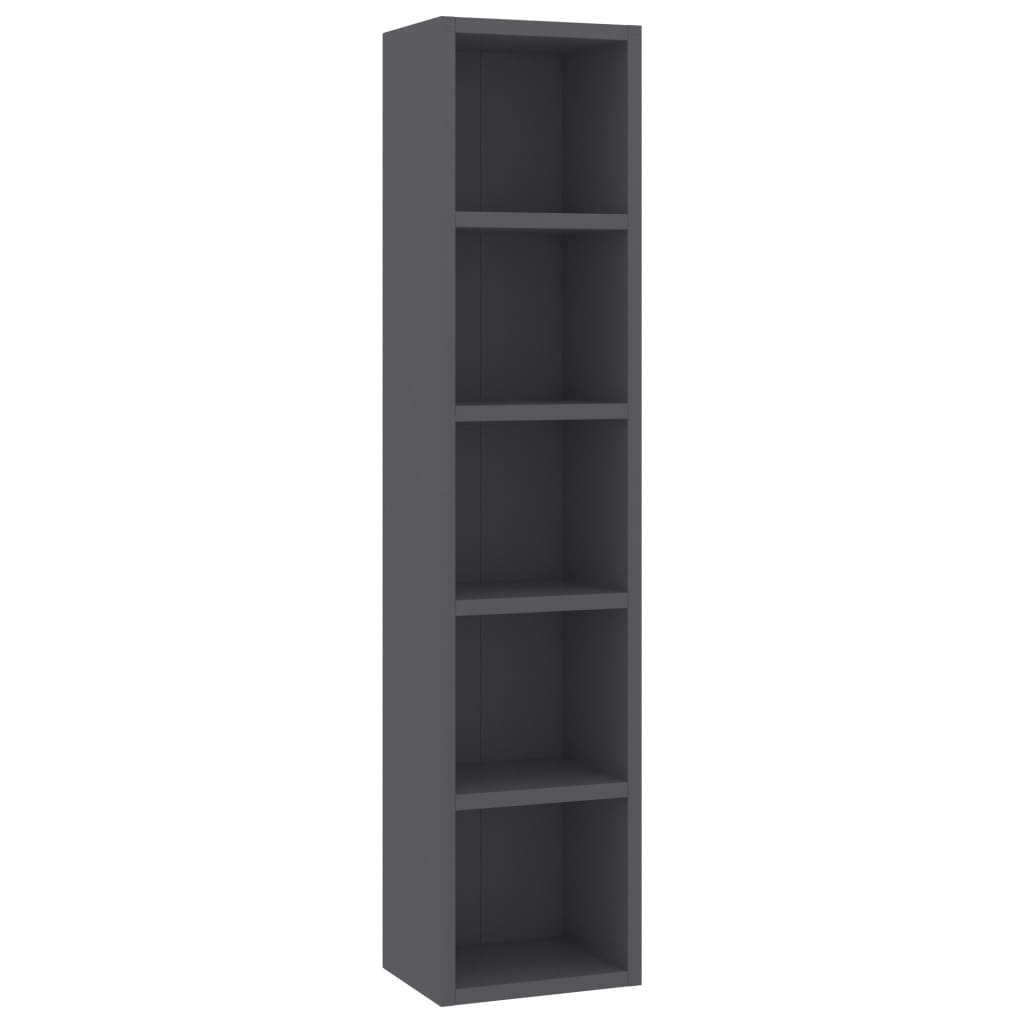 CD Cabinet High Gloss Grey 21x16x93.5 cm Chipboard