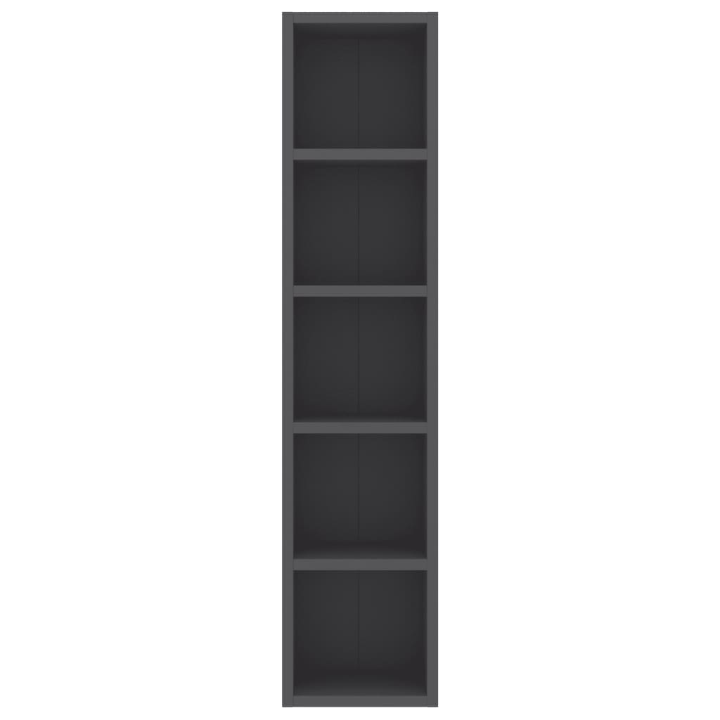 CD Cabinet High Gloss Grey 21x16x93.5 cm Chipboard