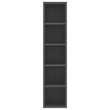CD Cabinet High Gloss Grey 21x16x93.5 cm Chipboard