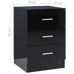 Bedside Cabinet High Gloss Black - Chipboard