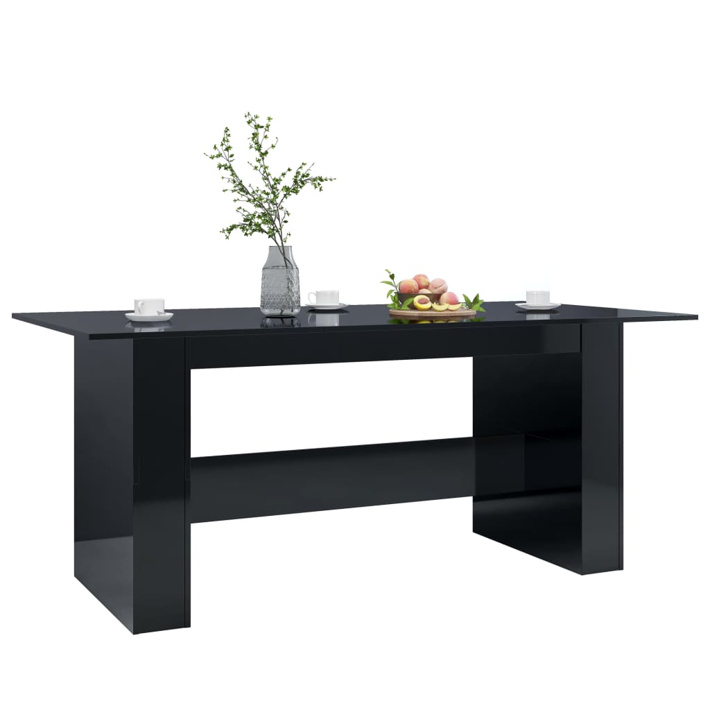 Dining Table High Gloss Black 180x90x76 cm Chipboard