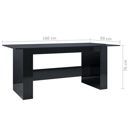 Dining Table High Gloss Black 180x90x76 cm Chipboard
