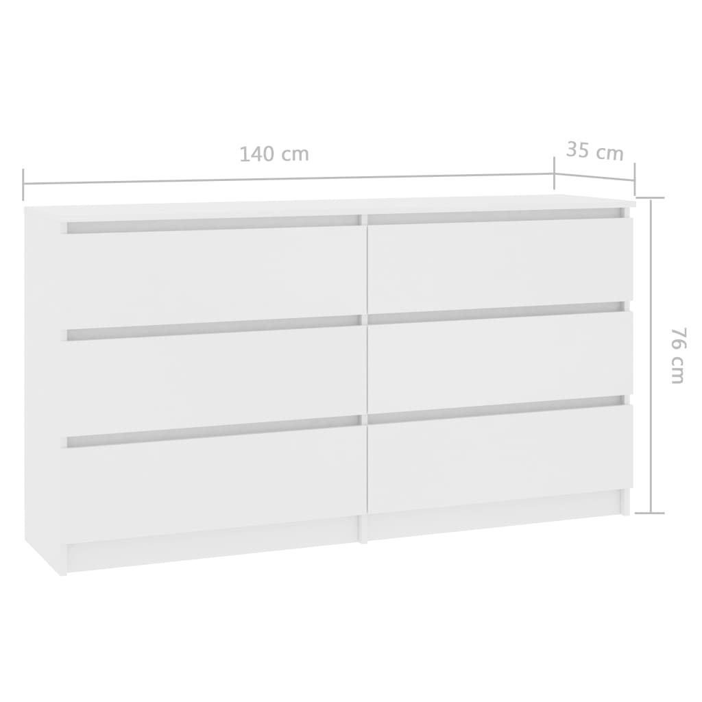 Sideboard White 140x35x77 cm Chipboard